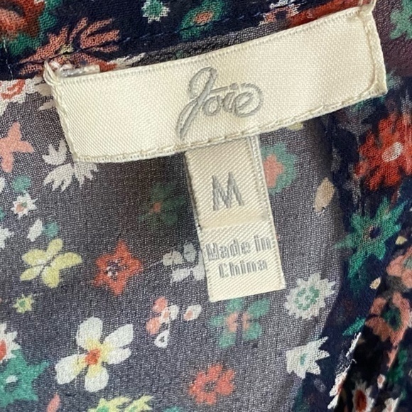 Joie • Rio Little Hippie Sheer Floral 100% Silk Blouse - Picture 5 of 5